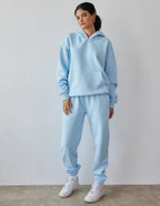 Light blue sweatpants by Elevated Faith, perfect for cozy Christian Apparel looks