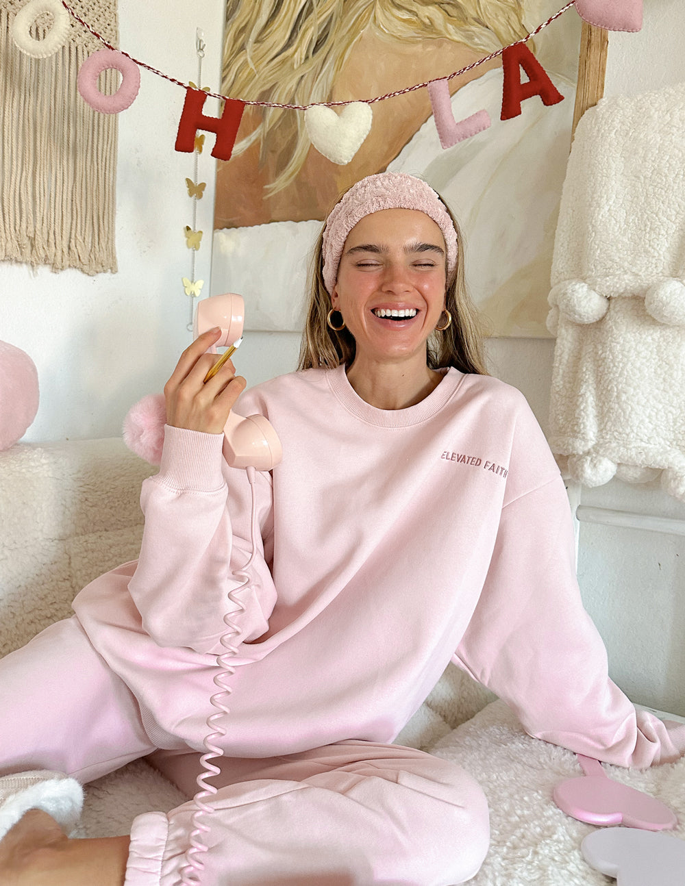 Elevated Faith Christian Crewneck Sweatshirt in pink, perfect for cozy, casual wear