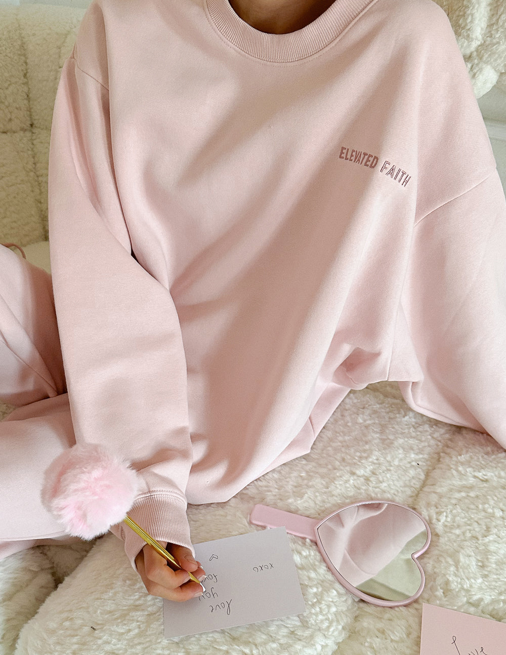 Light pink Christian Crewneck Sweatshirt from Elevated Faith for cozy and stylish wear