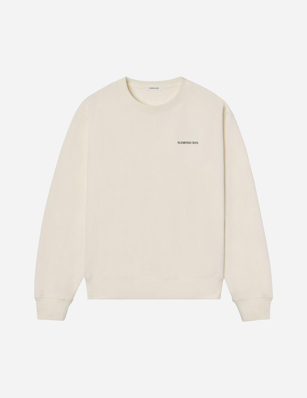 Elevated Faith Christian Crewneck Sweatshirt in Cream with Simple Text Design