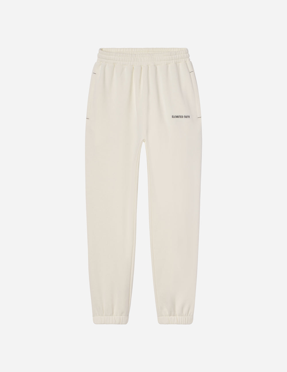 Elevated Faith Cream Sweatpants featuring a relaxed fit, perfect for comfortable Christian Apparel
