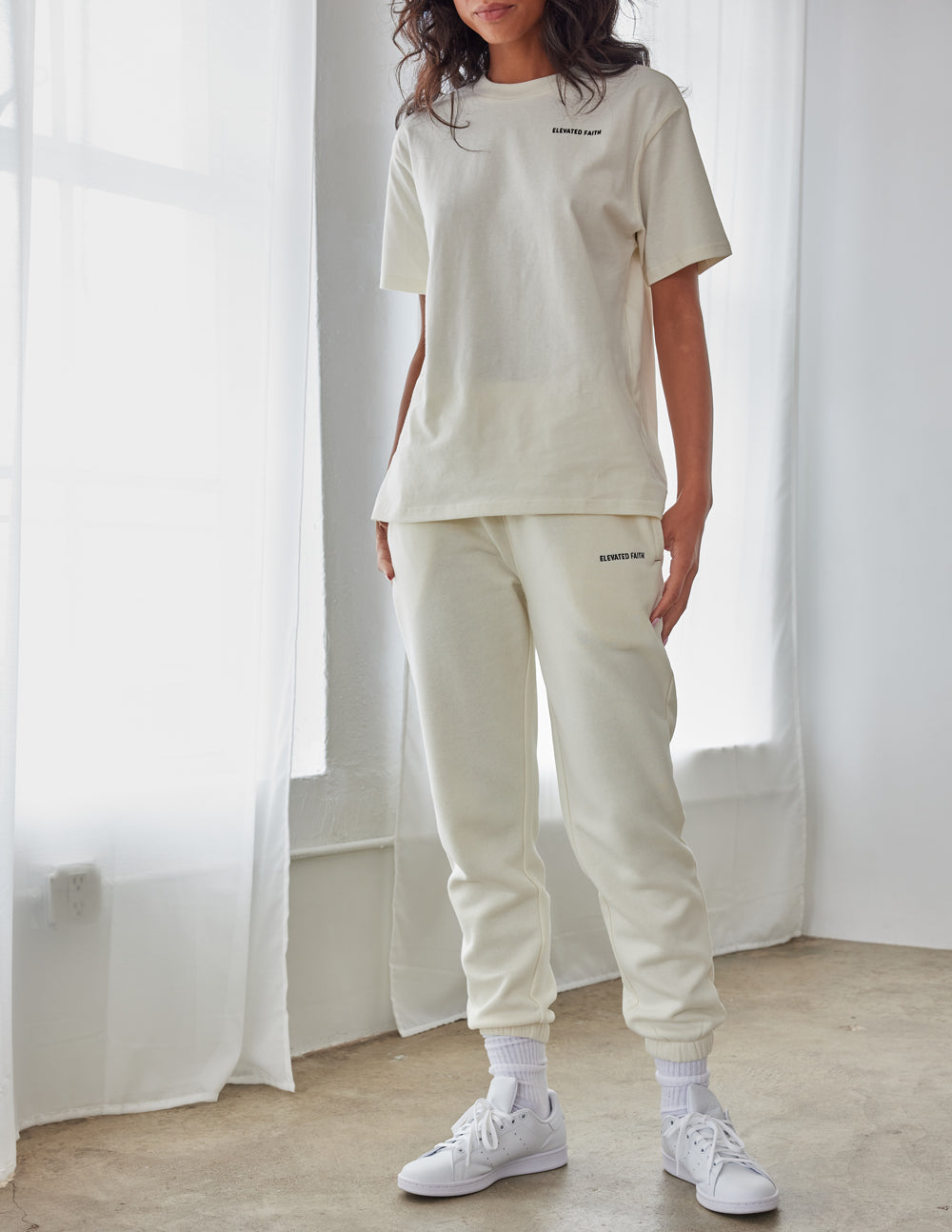 Elevated Faith Cream Sweatpants for Comfort with Christian Apparel Design