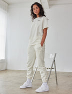Elevated Faith women's sweatpants in cream, perfect for casual wear in Christian Apparel