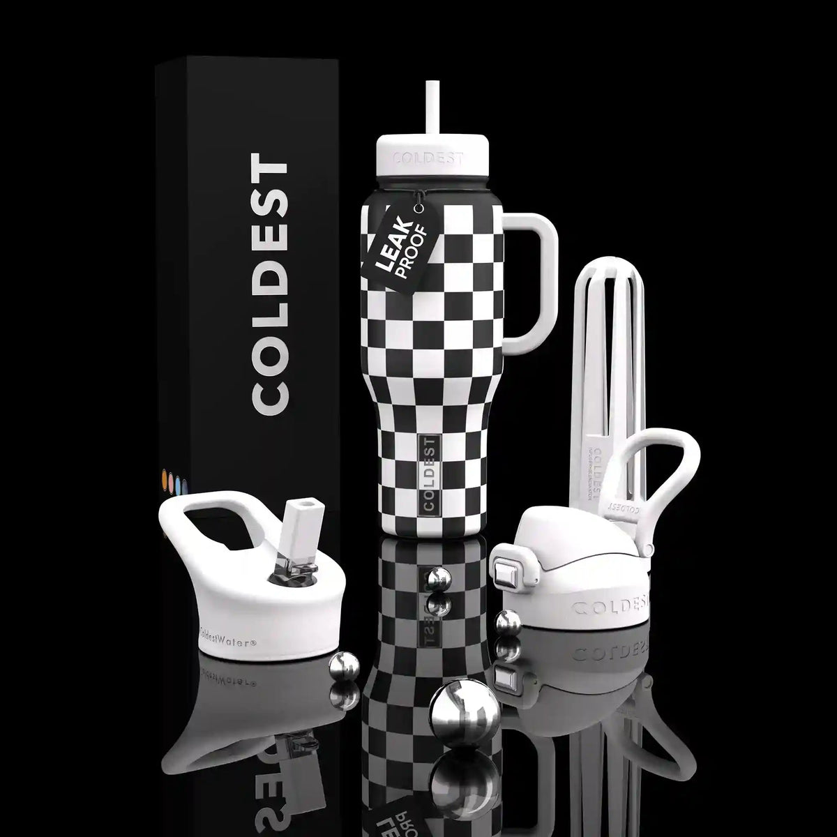 COLDEST 36oz Limitless Ultra v8 insulated tumbler in Black and White Checkers Ultra design