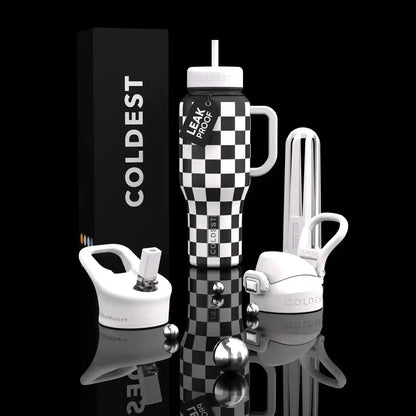 COLDEST 36oz Limitless Ultra v8 insulated tumbler in Black and White Checkers Ultra design