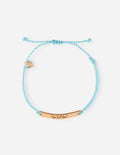 Elevated Faith Christian Jewelry Bracelet with a turquoise string and engraved metal bar