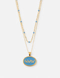 Gold Layered Necklace with Blue Enamel Pendant, perfect for Christian Jewelry lovers