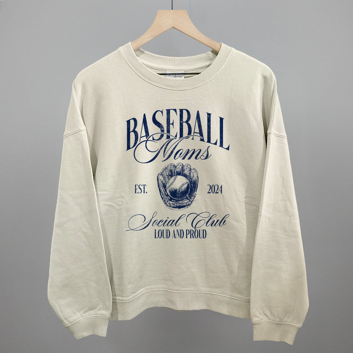Baseball Moms Social Club graphic oversized boxy crew in Bone