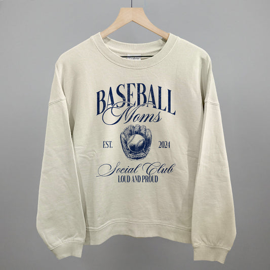 Baseball Moms Social Club graphic oversized boxy crew in Bone