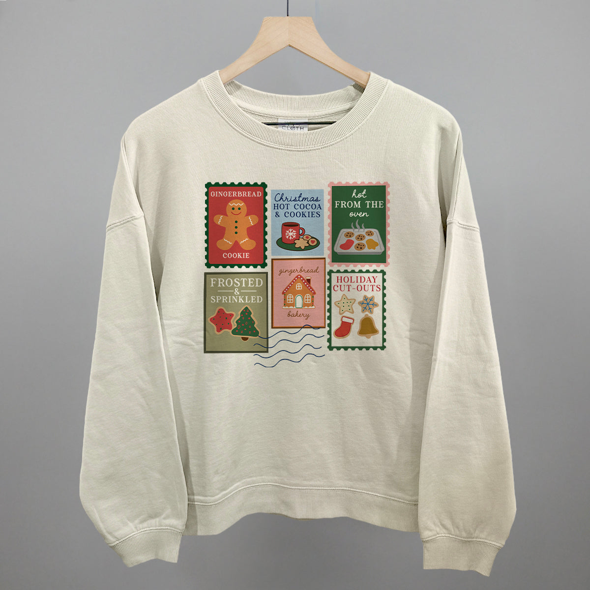 Christmas Cookie Stamps Funny Oversized Boxy Crewneck Sweatshirt in Bone – Ivy + Cloth