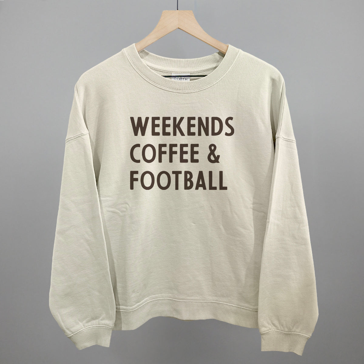 Weekends, Coffee and Football graphic oversized boxy crew in Bone