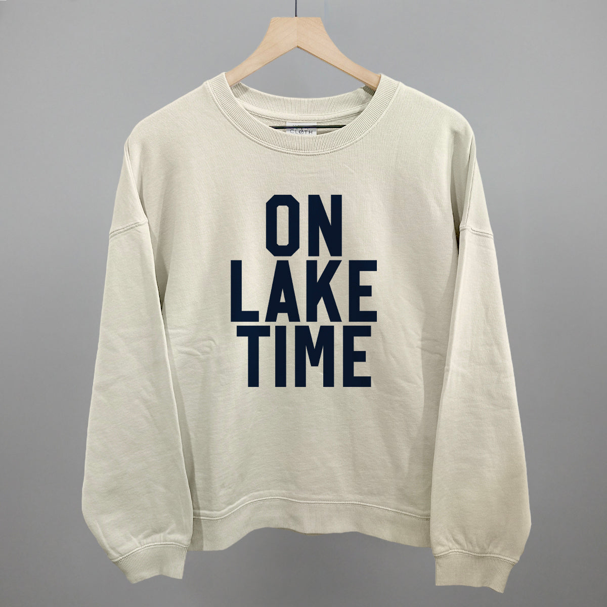 On Lake Time Block Letters Funny Oversized Boxy Crewneck Sweatshirt in Bone – Ivy + Cloth