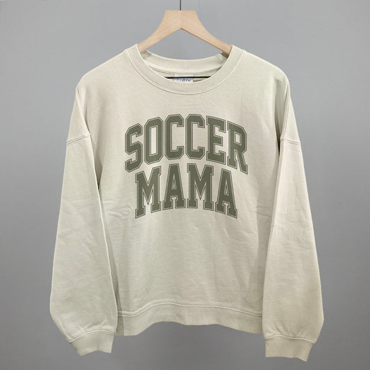 Soccer Mama graphic oversized boxy crew in Bone