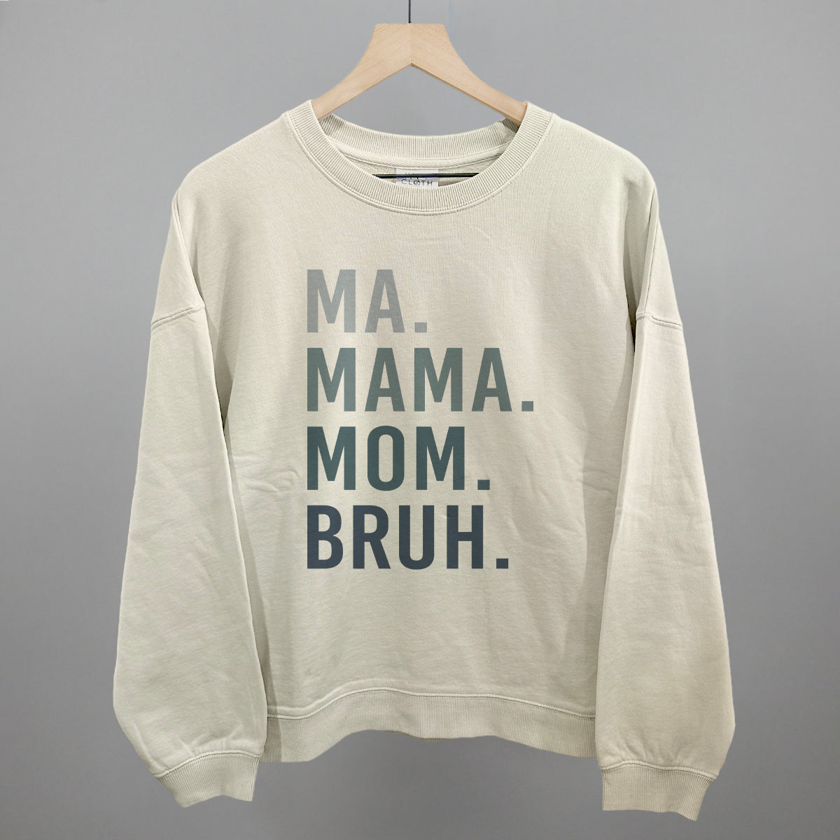 Ma Mama Mom Bruh graphic oversized boxy crew in Bone