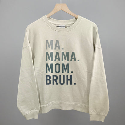 Ma Mama Mom Bruh graphic oversized boxy crew in Bone