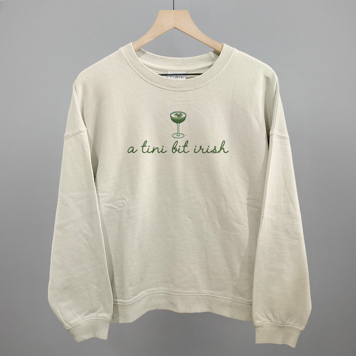 A Tini Bit Irish St. Patrick's Day graphic oversized boxy crew in Bone