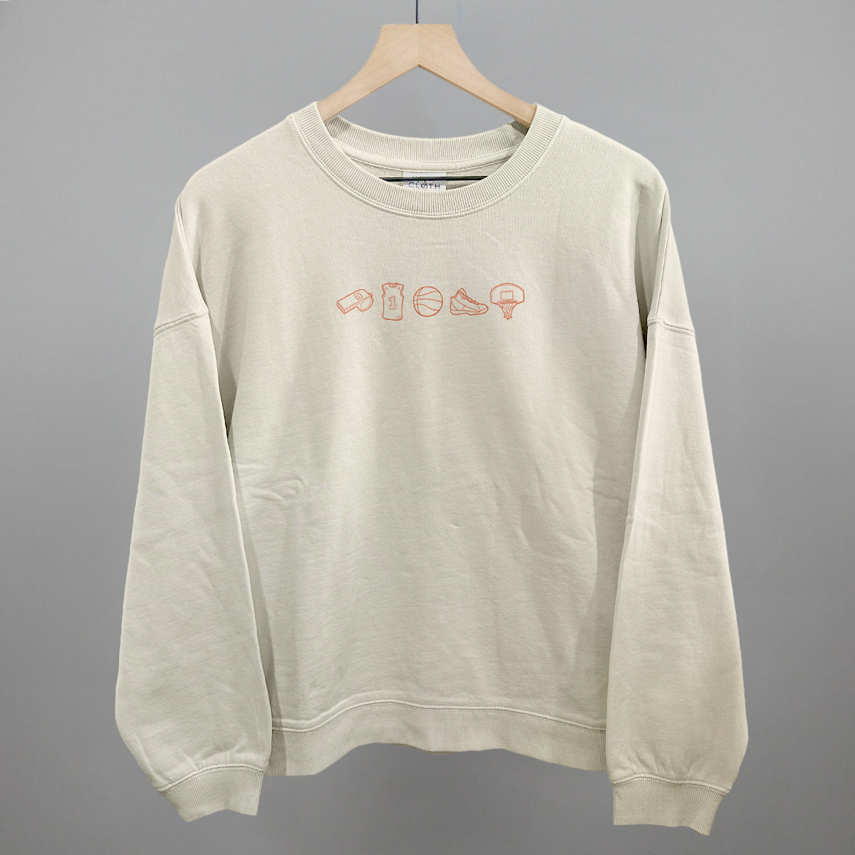 Basketball Icon Doodles Funny Oversized Boxy Crewneck Sweatshirt in Bone – Ivy + Cloth