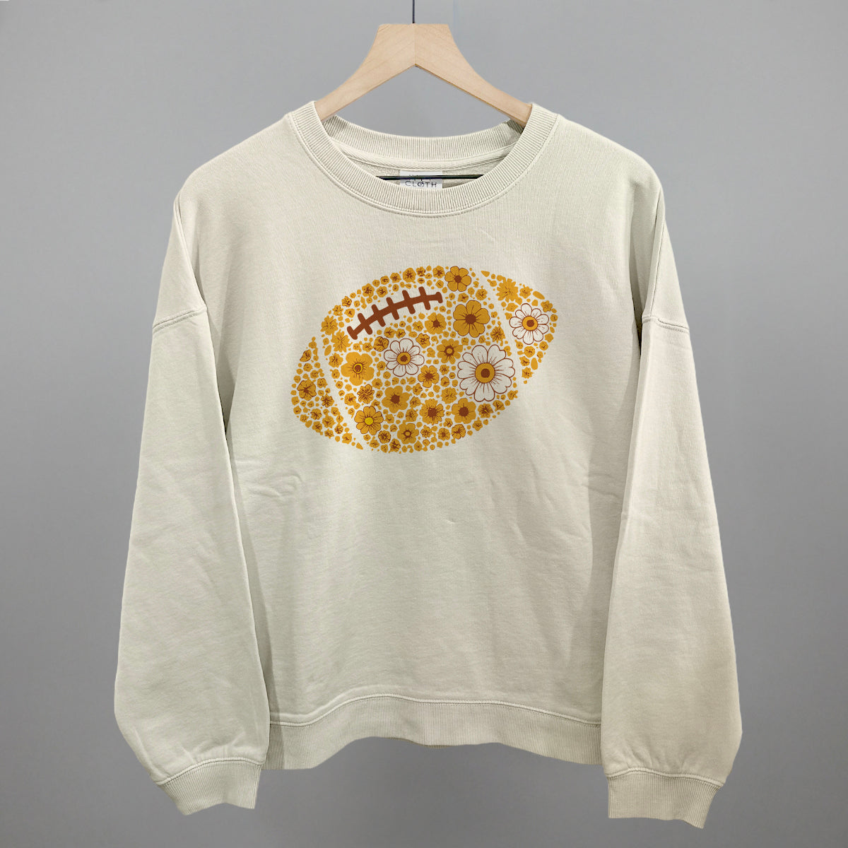 Floral Football Yellow Funny Oversized Boxy Crewneck Sweatshirt in Bone – Ivy + Cloth