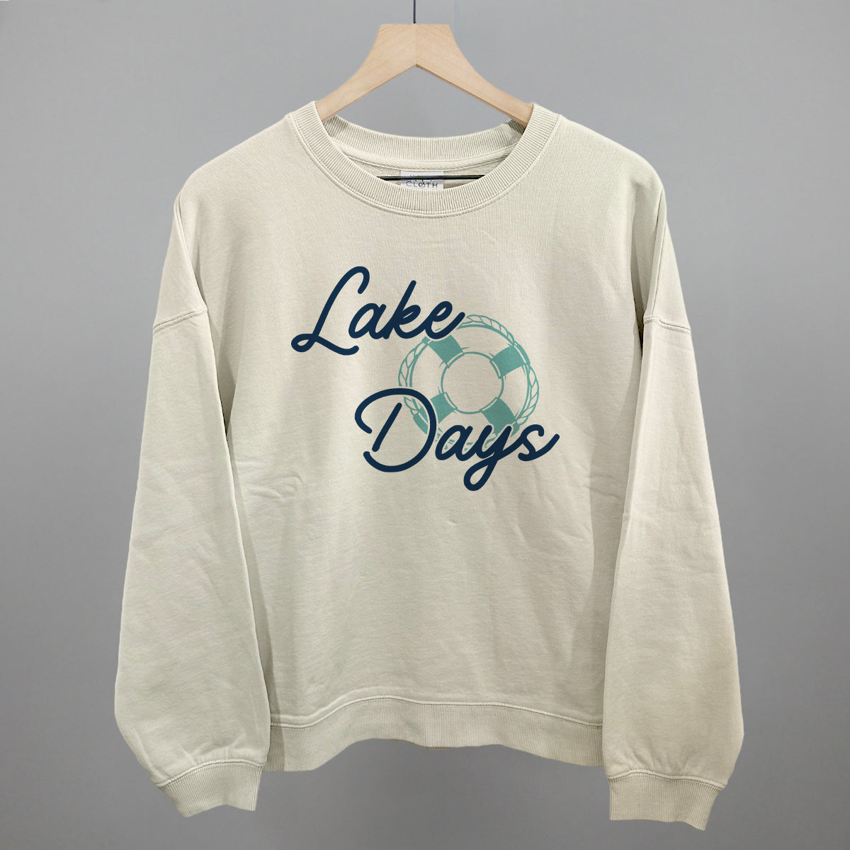 Lake Day Lifebuoy Funny Oversized Boxy Crewneck Sweatshirt in Bone – Ivy + Cloth