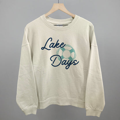 Lake Day Lifebuoy Funny Oversized Boxy Crewneck Sweatshirt in Bone – Ivy + Cloth