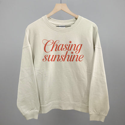 Chasing Sunshine Funny Oversized Boxy Crewneck Sweatshirt in Bone – Ivy + Cloth