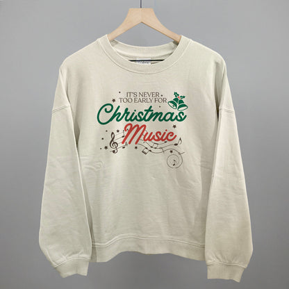 It's Never Too Early For Christmas Music Doodle Funny Oversized Boxy Crewneck Sweatshirt in Bone – Ivy + Cloth