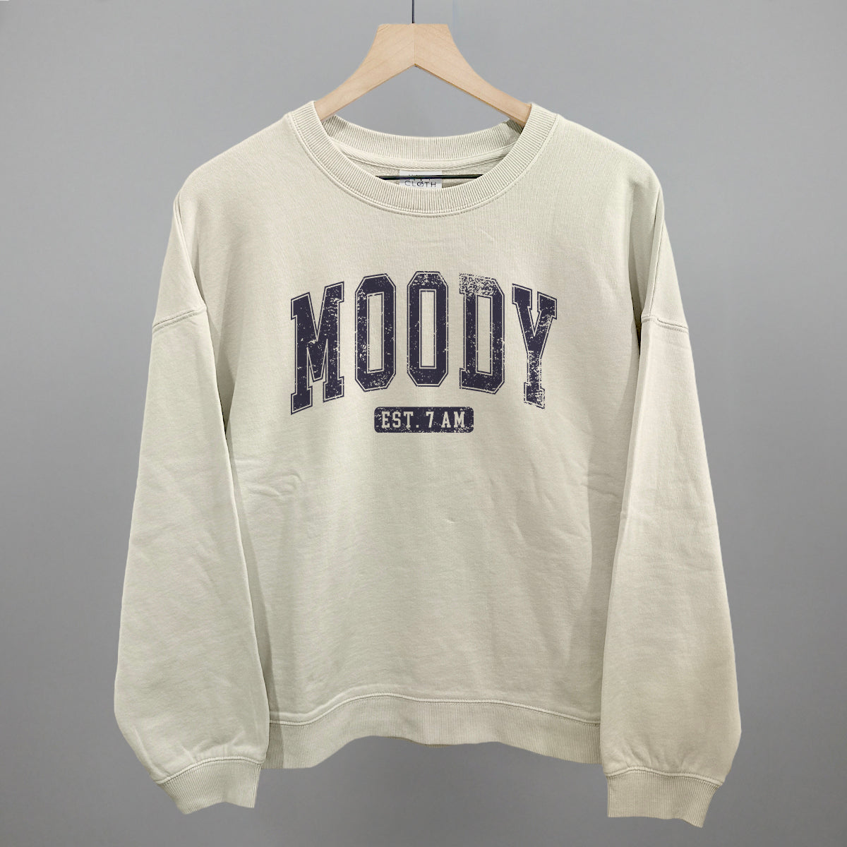 Moody Est. 7 AM graphic oversized boxy crew in Bone
