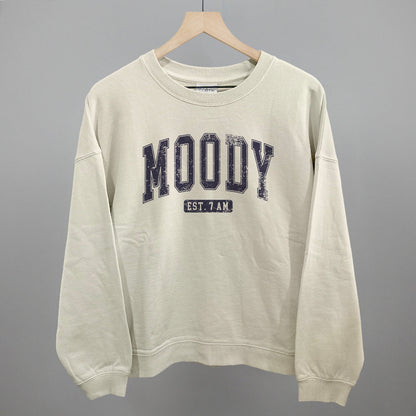 Moody Est. 7 AM graphic oversized boxy crew in Bone