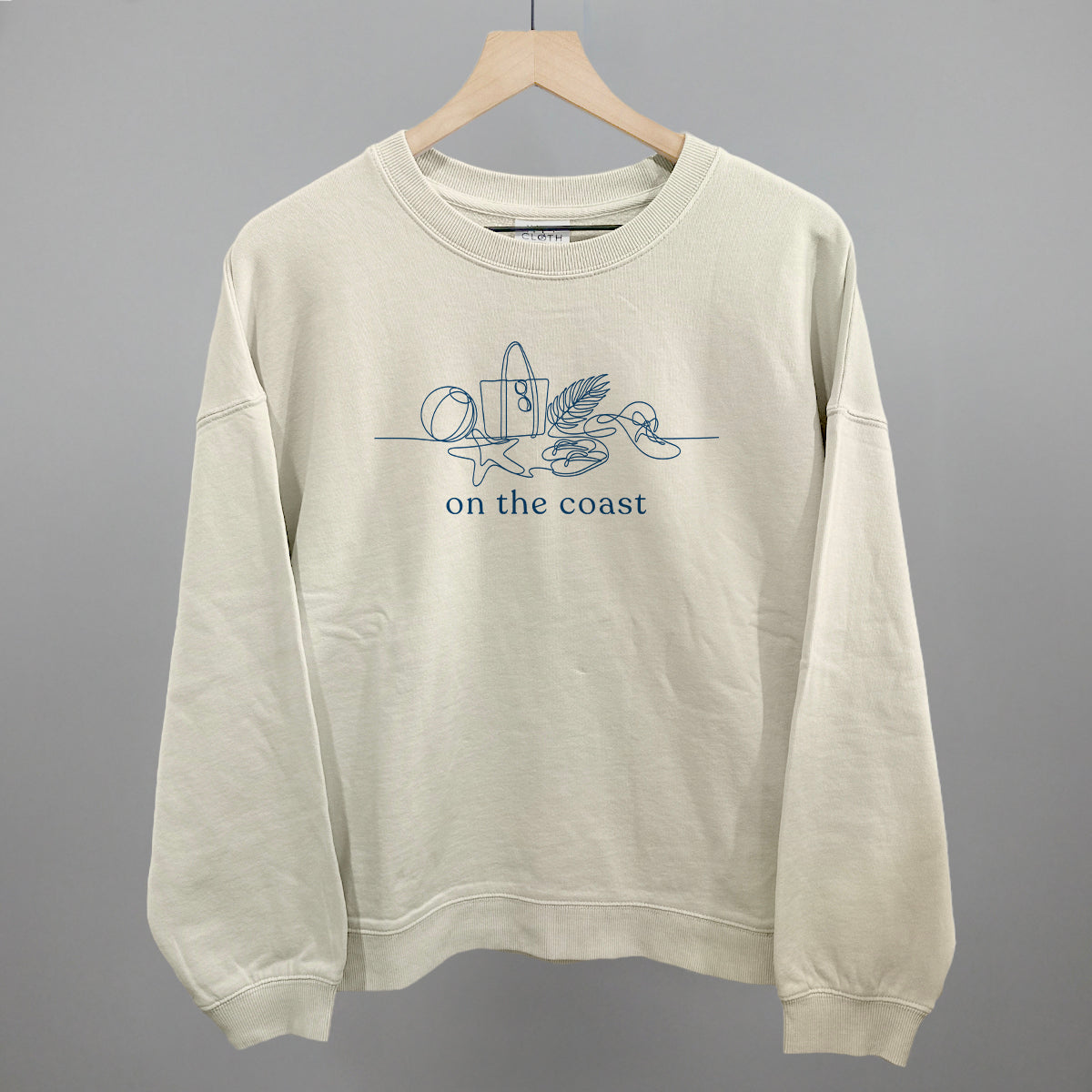 On The Coast Continuous Doodle Funny Oversized Boxy Crewneck Sweatshirt in Bone – Ivy + Cloth