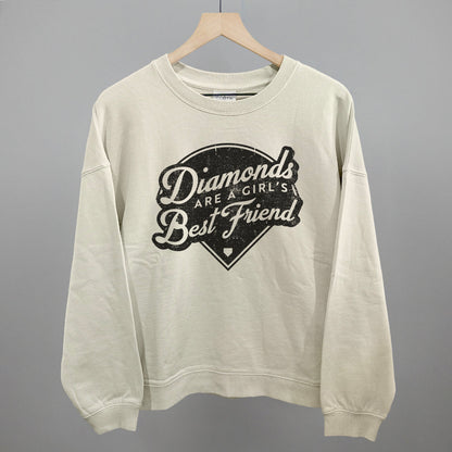 Diamonds Are A Girl's Best Friend (Vintage Script) Funny Oversized Boxy Crewneck Sweatshirt in Bone – Ivy + Cloth