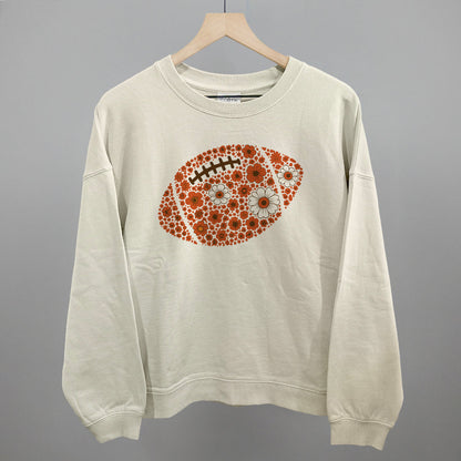 Floral Football Orange Funny Oversized Boxy Crewneck Sweatshirt in Bone – Ivy + Cloth