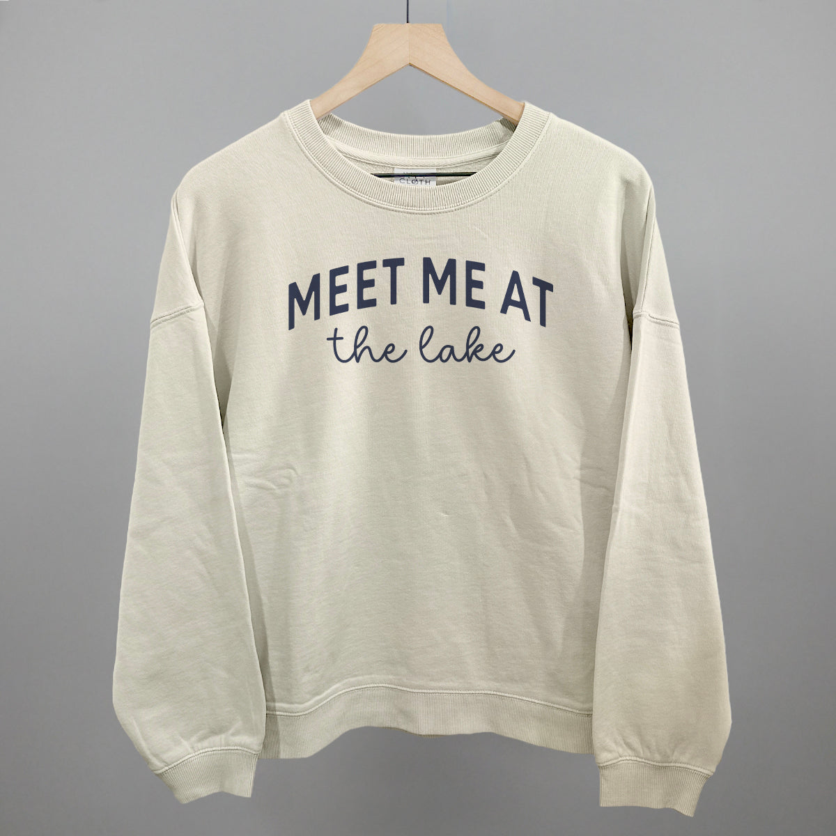 Meet Me At The Lake graphic oversized boxy crew in Bone