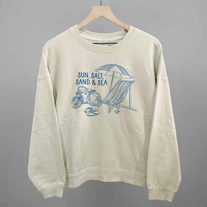 Sun, Salt, Sand & Sea Funny Oversized Boxy Crewneck Sweatshirt in Bone – Ivy + Cloth