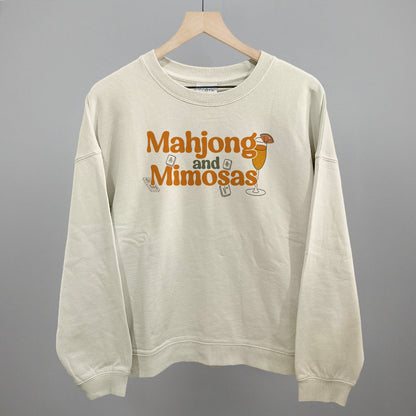 Mahjong and Mimosas graphic oversized boxy crew in Bone