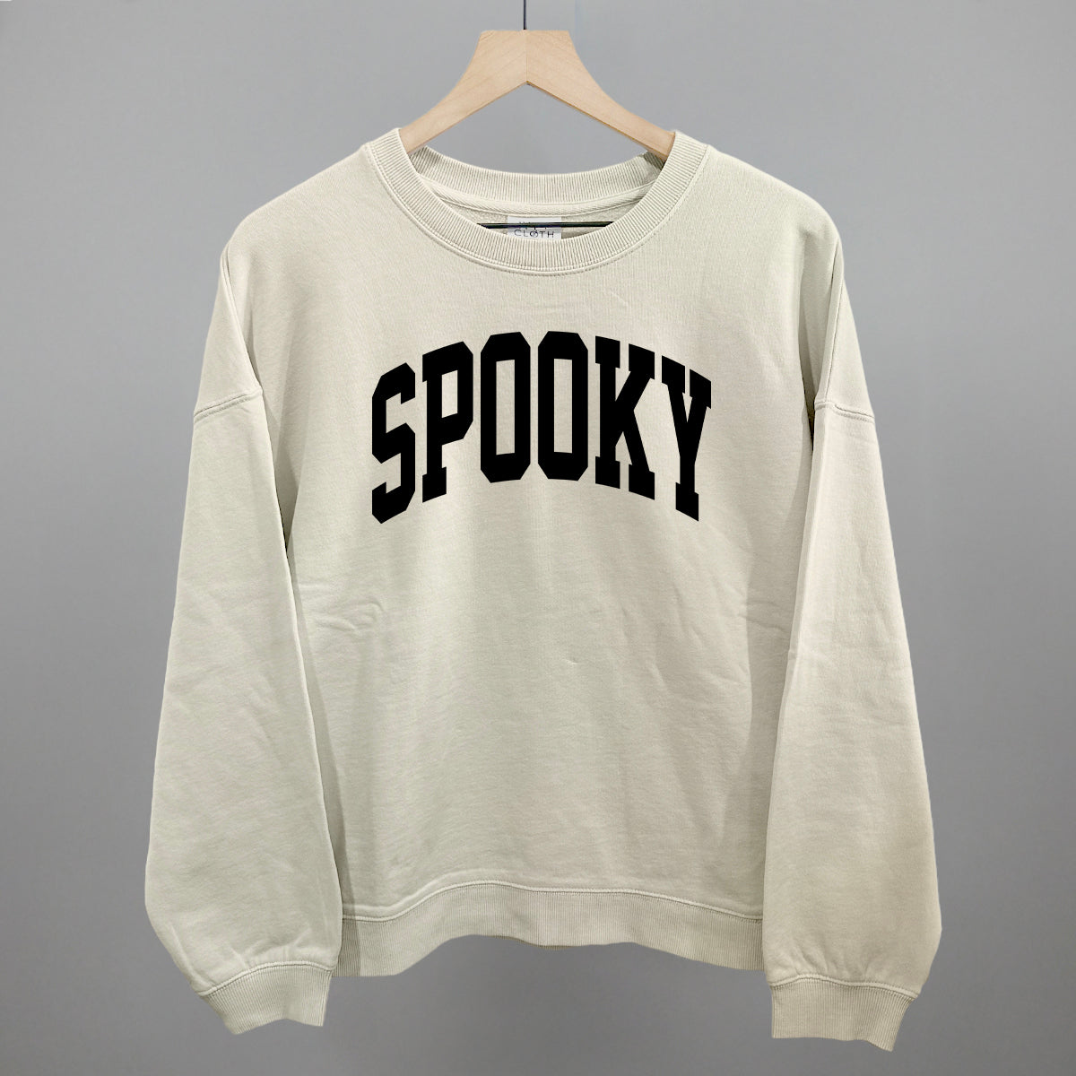 Spooky Halloween graphic oversized boxy crew in Bone