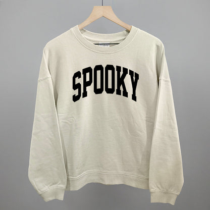 Spooky Halloween graphic oversized boxy crew in Bone