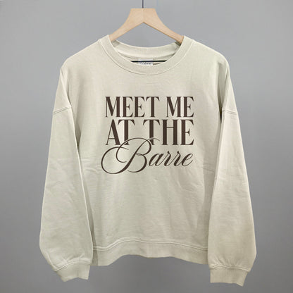 Meet Me At The Barre Funny Oversized Boxy Crewneck Sweatshirt in Bone – Ivy + Cloth