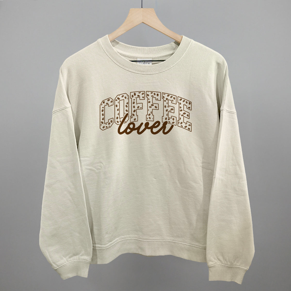Coffee Lover graphic oversized boxy crew in Bone