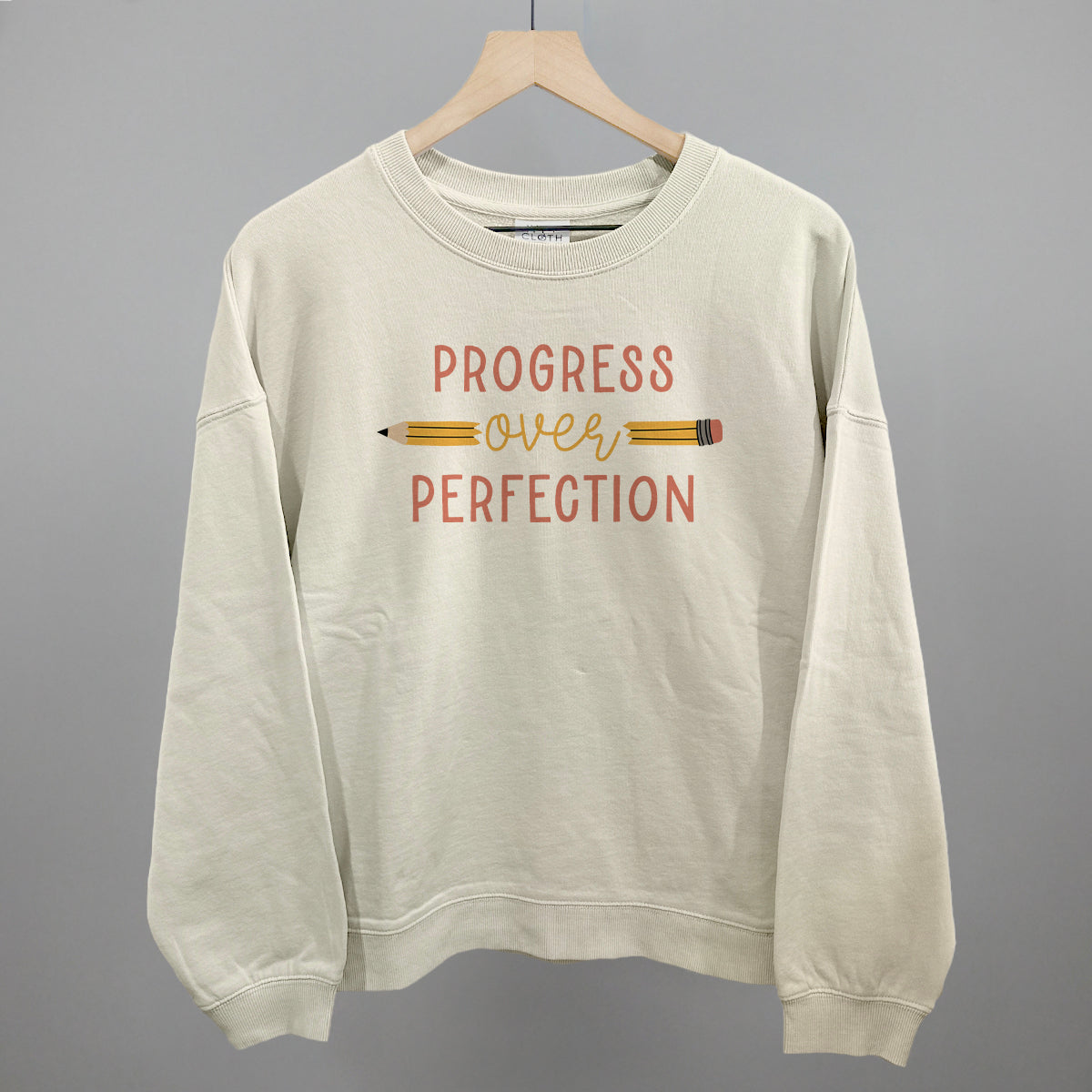 Progress Over Perfection Funny Oversized Boxy Crewneck Sweatshirt in Bone – Ivy + Cloth