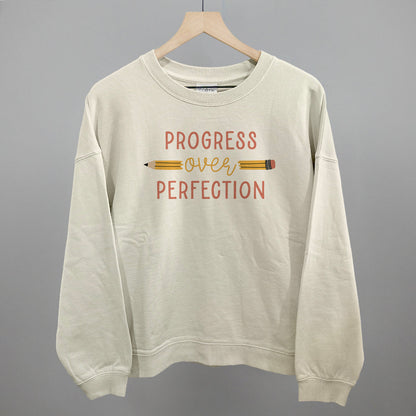 Progress Over Perfection Funny Oversized Boxy Crewneck Sweatshirt in Bone – Ivy + Cloth