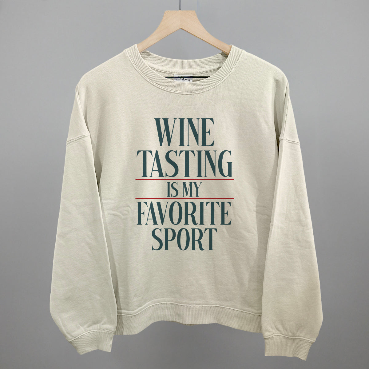Wine Tasting Is My Favorite Sport graphic oversized boxy crew in Bone