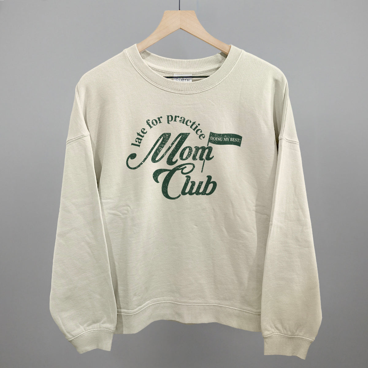 Late For Practice Mom Club Funny Oversized Boxy Crewneck Sweatshirt in Bone – Ivy + Cloth