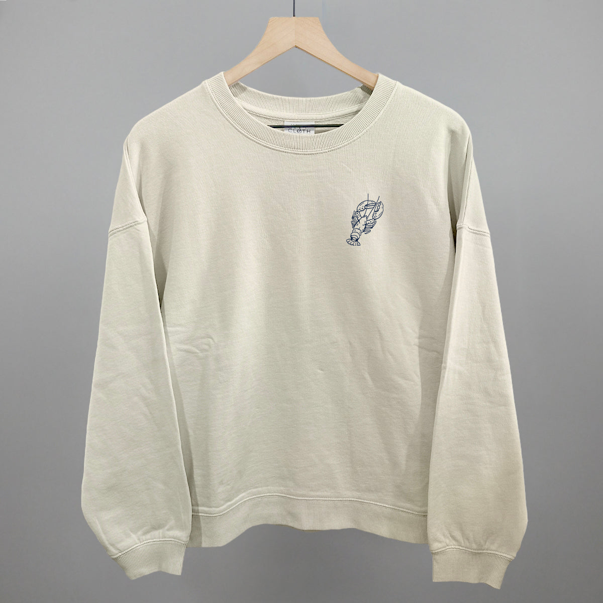Lobster Coastal graphic oversized boxy crew in Bone