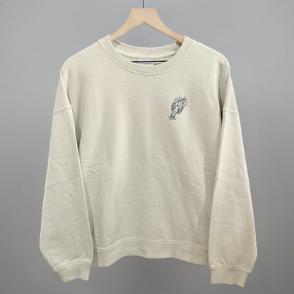 Lobster Coastal graphic oversized boxy crew in Bone