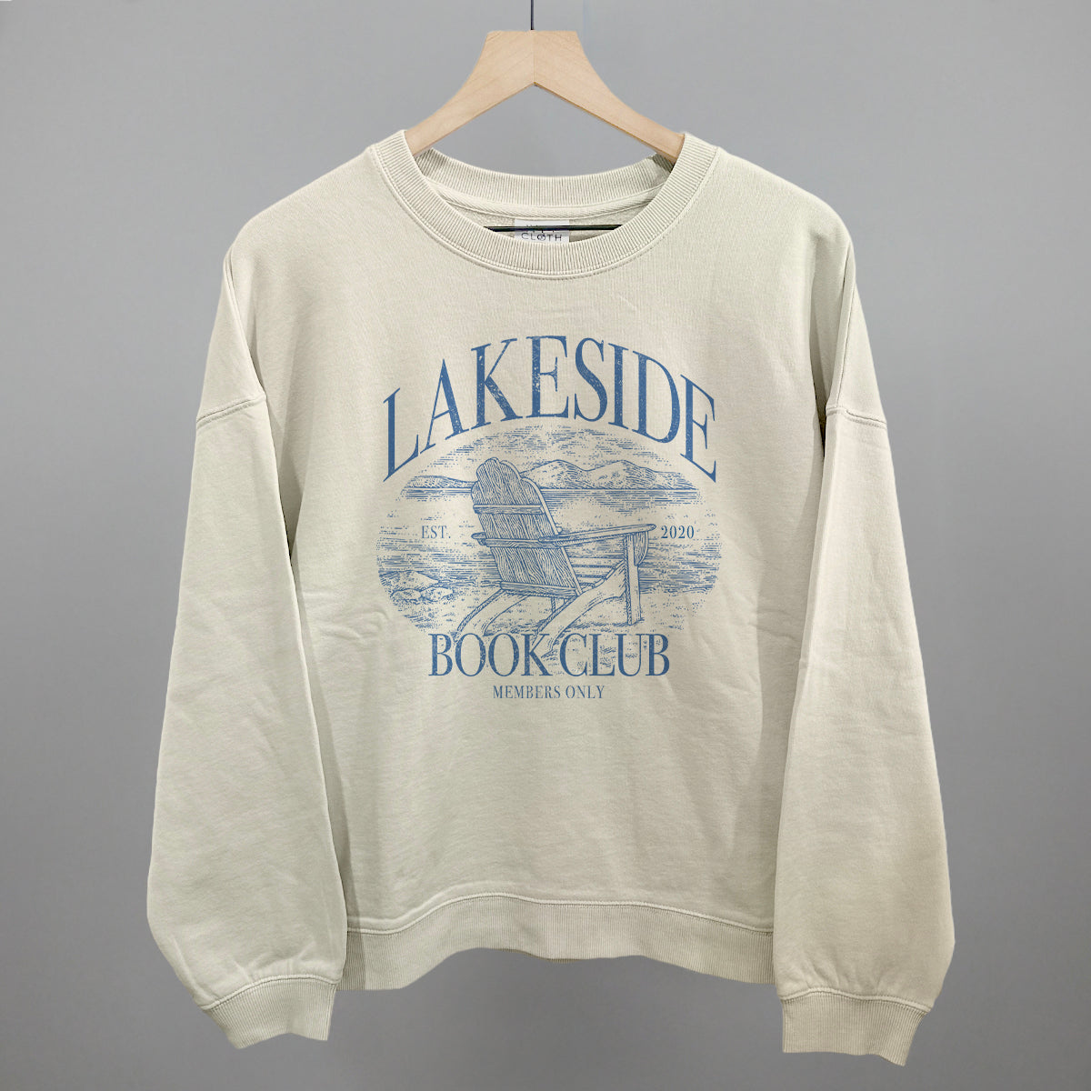 Lakeside Book Club graphic oversized boxy crew in Bone