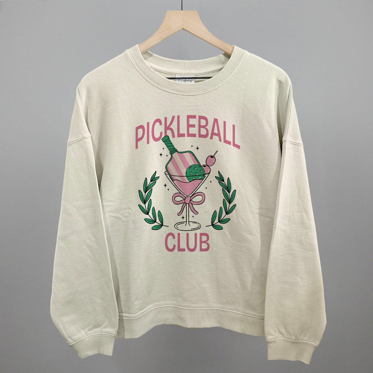 Pickleball Club Martini Funny Oversized Boxy Crewneck Sweatshirt in Bone – Ivy + Cloth