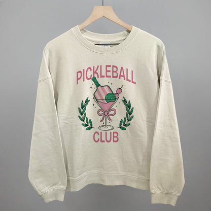 Pickleball Club Martini Funny Oversized Boxy Crewneck Sweatshirt in Bone – Ivy + Cloth
