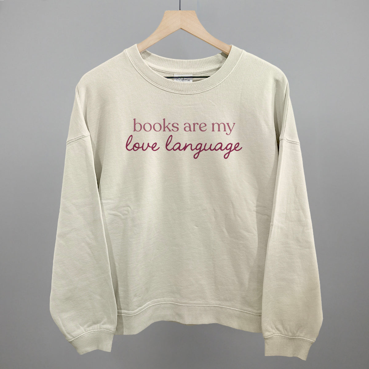 Books Are My Love Language graphic oversized boxy crew in Bone