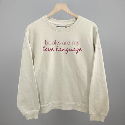Books Are My Love Language graphic oversized boxy crew in Bone