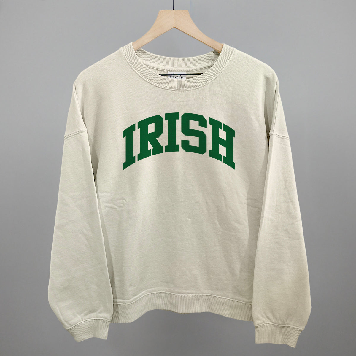 Irish Collegiate Funny Oversized Boxy Crewneck Sweatshirt in Bone – Ivy + Cloth